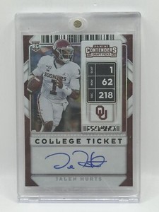 2020 Contenders Draft Picks Jalen Hurts Rookie Cracked Ice On Card Auto /23 RC