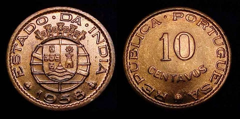 INDIA- PORTUGUESE 1958 10 Centavos Ch BU Cover