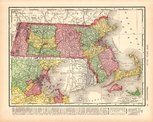 1907 Antique MASSACHUSETTS State Map Atlas Map of Massachusetts Wall Decor 2133 - Picture 1 of 3