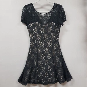 Diane von Furstenberg DVF schwarz Spitze Overlay Kleid Damengröße 4 dunkel romantisch - Bild 1 von 12