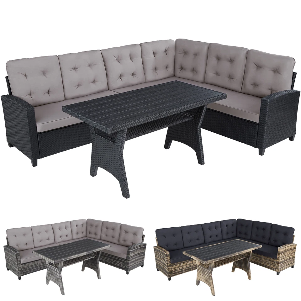 Poly Rattan Lounge Sitzgruppe Essgruppe Garten Möbel Garnitur Eck Sofa Tisch Set - Bild 1 von 1