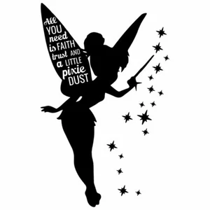 7" TINKERBELL QUOTE Vinyl Decal Sticker Car Disney Peter Pan Fairy Tinker Bell - Picture 1 of 24