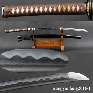 Espada japonesa de acero plegada de alta calidad arcilla templada samurai katana real hamon - Imagen 1 de 11