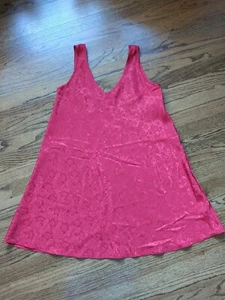 Vintage "Private Luxuries" Satin Floral Nightgown RED Small 1990s Slip Dress - Picture 1 of 7