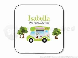 Personalised Gift Ice Cream Van Coaster Cone Scoop Driver Vendor Truck Square #5 - Picture 1 of 3