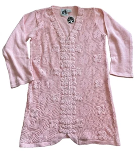 Storybook Knits Medium rosa Ösen durchgehender Reißverschluss Langarm Cardigan Pullover NEU - Bild 1 von 5