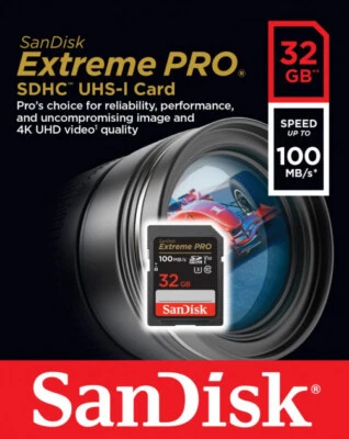 Sandisk Extreme PRO SD Memory Card 4K UHS-I 32GB 64GB 128GB 256GB 512GB 1TB - Image 1 of 4