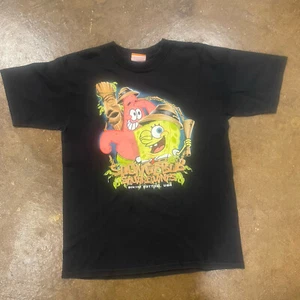 Vintage 2003 Spongebob Squarepants Bikini Bottom Black T Shirt Patrick Star XL - Picture 1 of 7