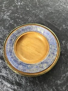 holzteller dekoschale blau für Kerze geeignet 21 cm Handarbeit - Bild 1 von 5