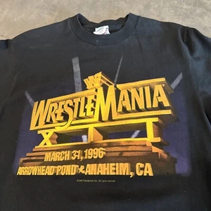 Vintage 1996 WWF Wrestlemania XII 12 Event T Shirt Wrestling WWE RARE L Iron Man - Picture 1 of 9