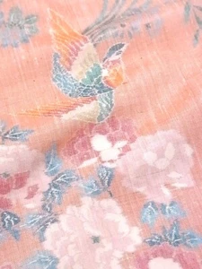 b029_Tessuto kimono giapponese mai usato_Seta,Miele chiaro,Fiore,Chirimen,Al metro - Foto 1 di 9