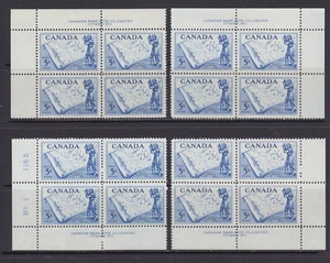 CANADA #370 5¢ David Thompson Match Set Plate #1 Blocks MNH - Picture 1 of 1