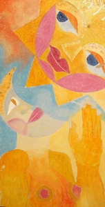 VINTAGE ABSTRAKTES KUBISTISCHES SURREALISTISCHES ÖLGEMÄLDE AKTPORTRAIT SIGNIERT - Bild 1 von 12
