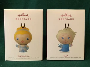 Hallmark 2018 Disney Cinderella & Elsa Wood Keepsake Christmas Ornaments - Picture 1 of 6
