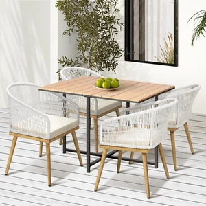 Outdoor Dining Set Furniture Table Chairs Patio Bistro Setting 5 Piece Livsip - Picture 1 of 10