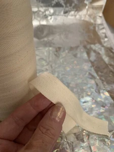 ❤️5 iarde nastro nastro tessuto a spina di pesce tessuto nastro in twill naturale 3/4"" cotone" - Foto 1 di 3