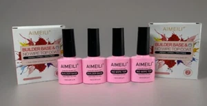 2 Sets Aimeili Gel Nail Polish No Wipe Top & Base Coat Set UV LED Gel Nail - Picture 1 of 16