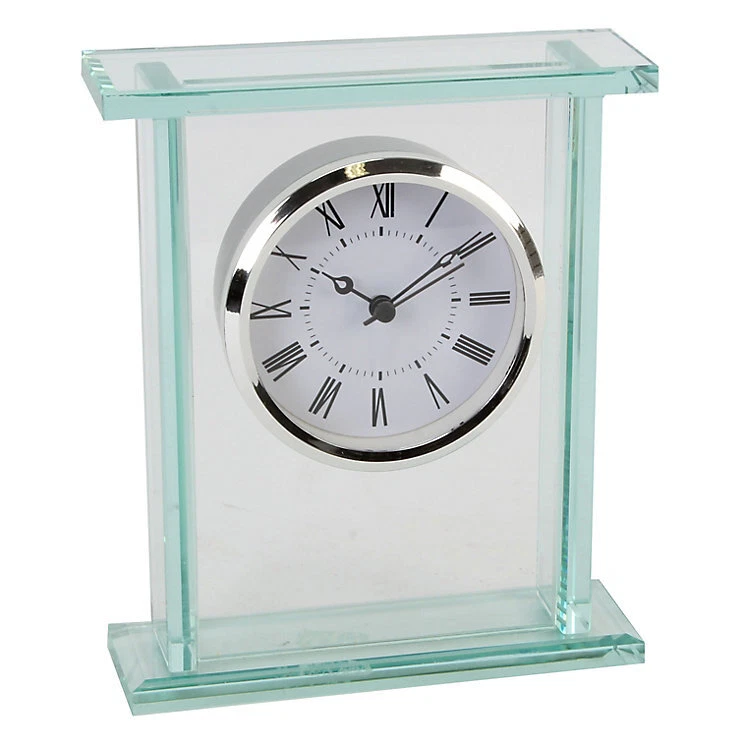 Wm. Widdop Glass Silver Bezel Mantel Clock - Image 1 of 1