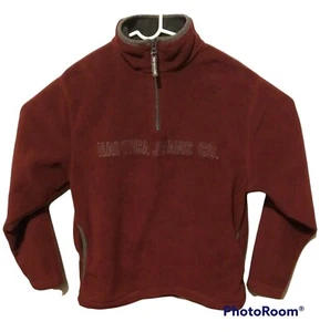Spellout Nautica Jeans Co Mens Size M Pullover Fleece Maroon 1/4 Zip Vtg US Made - Picture 1 of 12
