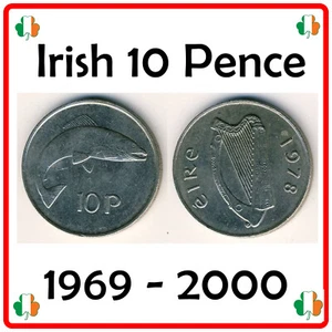 Ireland | Irish 10p | 10 Pence | Salmon | 1969 - 2000 - Foto 1 di 2