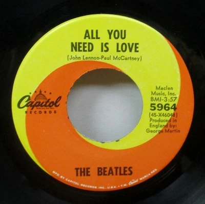 THE BEATLES - ALL YOU NEED IS LOVE / BABY YOUR A RICH MAN - 45 RPM (NM-)  VINYL — 第 1/4 张图片
