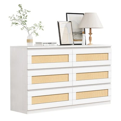 6 Chest of Drawers Cabinet Bedside Dresser Table Storage Cabinet Bedroom Rattan - image 1 of 4