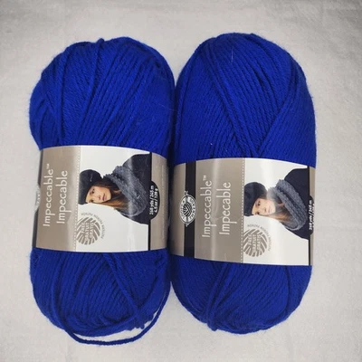 Loops and Threads Yarn Impeccable Lot of 2 Color #01134 ROYAL Blue 4.5oz Skeins - Image 1 of 4