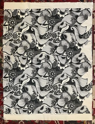 Florence Broadhurst Fabric "Aubrey" Hand Silkscreened Canvas by Signature Prints - Image 1 of 4