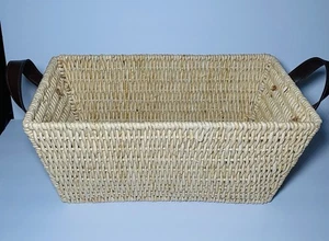Seagrass Handwoven Rectangular Storage Basket Metal Frame Medium w Handles - Picture 1 of 6