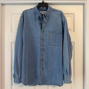 Camicia Columbia anni 90 denim con bottoni XL blu - Foto 1 di 9
