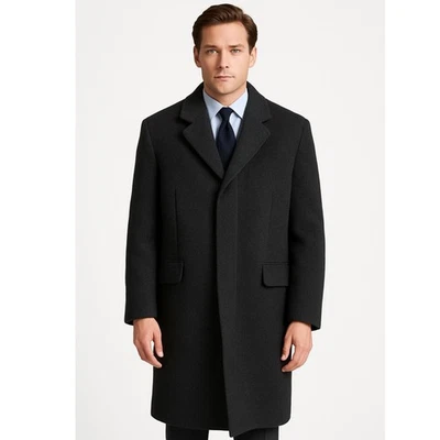 Crombie Pure Claude Hilton 100% Wool Men's Overcoat Charcoal Grey Scotland Coat - Image 1 of 4