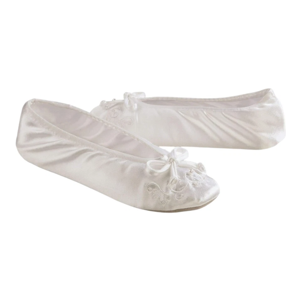 Zapatillas de ballet Isotoner para mujer blancas adornadas con satén talla LGE 8-9 Foto 1 de 4