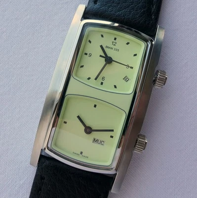 BMW 335 Dual Time Zone Art Deco Retro Classic Car Accessory Automatic Watch - Image 1 of 4