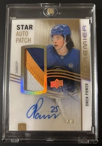 2023-2024 Upper Deck Premier Star Auto Patch Gold 4/5 Owen Power RARE PATCH CARD - Picture 1 of 2