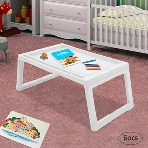 Juego de 6 Modernos Escritorios de Regazo Plegable Portátil Escritorio Bandeja Mesa Computadora Cama Soporte Blanco - Imagen 1 de 15