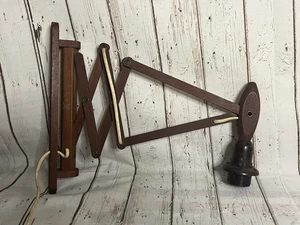 Vintage Wooden Scissor Accordion Folding Wall Mounted Lamp READ DESCRIPTION - Picture 1 of 11