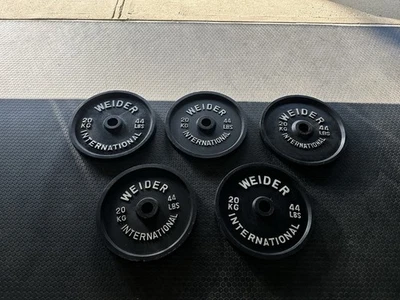 1 Vintage Weider International 44 lb Olympic Plate Barbell 2 Inch Hole - Image 1 of 3