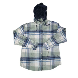 AE American Eagle Men’s XL  Heavy Plaid Flannel Jacket With Removable Hoodie NWT - Picture 1 of 8