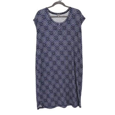 T by Talbots Knit Dress Women 3X Blue Casual Resort Boho Cottagecore Comfortable - Image 1 of 4