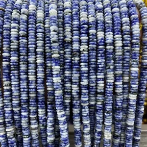 Cuentas espaciadoras de disco Heishi rondelle de punto azul natural de 2x6 mm para hacer joyas hágalo usted mismo - Imagen 1 de 9
