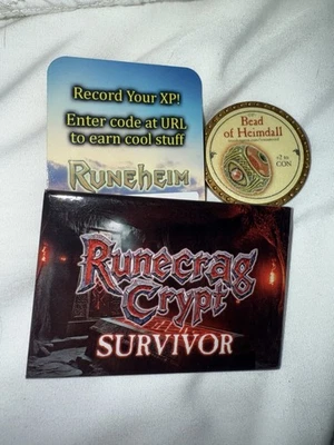 True Dungeon XP Experience Code Bead of Heimdall Runecrag Crypt  Survivor Pin - Image 1 of 2