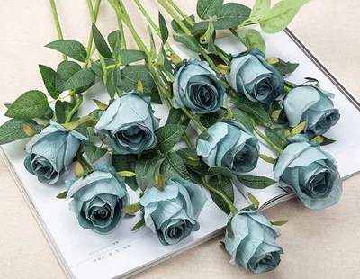 10 rosas de seda tallo largo flores artificiales boda decoración del hogar - elige el color Foto 1 de 2