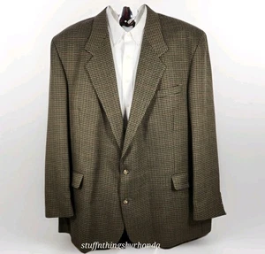 DiVacchi Men's Tweed 2 Button Blazer 52L Brown & Black Houndstooth Fully Lined - Picture 1 of 8