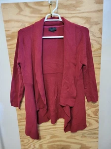 Investment Career Cardigan Sweater Womens Open Knit Size XL Red - Picture 1 of 10