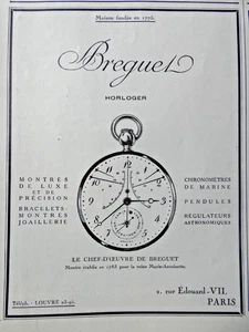 PUBLICITÉ DE PRESSE 1925 MONTRES DE LUXE BREGUET CHRONOMETRES DE MARINE PENDULES - Imagen 1 de 1