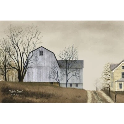 Billy Jacobs Canvas Print WHITE BARN 12"x18"  Country Farm Life - Image 1 of 2
