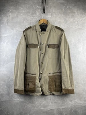 ETRO Archives 拉链纽扣皮革棉质米色/棕色夹克尺寸 48 意大利制造 — 第 1/4 张图片