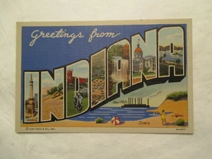 Big Letter Greetings from Indiana IN Postcard - Picture 1 of 2