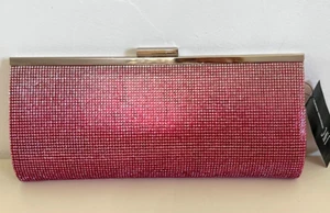 INTERNATIONAL CONCEPTS Carolyn Rhinestone Ombre Pink & Silver Evening Clutch NWT - Picture 1 of 11