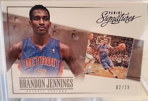 2013-14 Panini Signatures Film /15 BRANDON JENNINGS #27 Card Relic Rare SP RARE